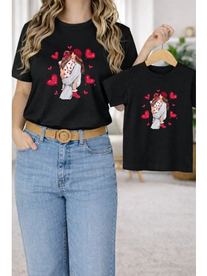 Lorvex Tişört Anne Kız Çocuk Kombin Oversize – Anne & Çocuk Twin T-Shirt Aşk-Anne Baskı