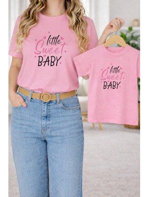 Lorvex Anne Kız Çocuk Kombin Tişört Oversize – Anne & Çocuk Twin T-Shirt Sweet Baby Baskılı