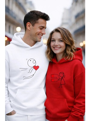 Lorvex Sweatshirt Çift Kombini 14 Şubat Sevgililer Günü (Valentine’s Day) Aşk Mıknatısı Baskılı 2'li
