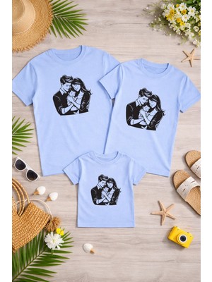 Lorvex Aile Kombin Oversize T-Shirt Anne Baba Çocuk %100 Pamuk Baskılı Rahat Kalıp (3 Adet Ayrı Sipariş Verilmelidir-Tekli Satılmaktadır)