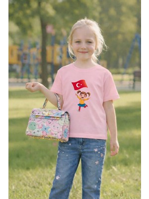 Lorvex 23 Nisan Çocuk Tişört Unısex (Kız-Erkek) %100 Pamuk Baskılı Rahat Kalıp Günlük Bayram T-Shirt
