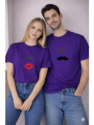 Lorvex Çift Kombin T-Shirt Valentine’s Day Sevgililer Günü 14 Şubat Unisex Mrs-Mr Baskılı Tişört 2’li