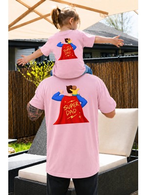 Lorvex Babalar Günü, Özel Gün, Baba-Oğul / Kız Baskılı Oversize Tişört Pamuklu T-Shirt