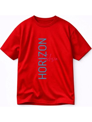 Lorvex Oversize T-Shirt Unısex Rahat Kalıp Horızon Baskılı Tişört