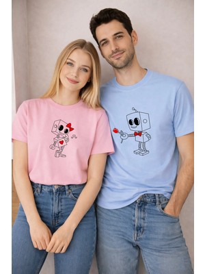 Lorvex 14 Şubat Sevgililer Günü (Valentine’s Day) T-Shirt Çift Kombin 2’li Romantik Aşk Baskılı