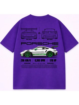 Lorvex Oversize Tişört %100 Pamuklu Rahat Kalıp 911 Porsche Baskılı T-Shirt