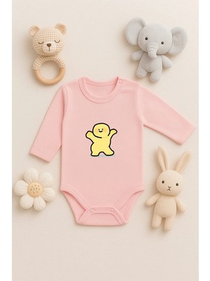 Lorvex Bebek Zıbın (Çıtçıtlı) Unısex Sevimli Body %100 Pamuk Oynayan Kurabiye Baskılı