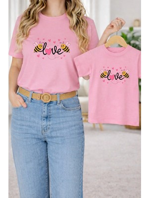 Lorvex Tişört Anne Kız Çocuk Kombin Oversize – Anne & Çocuk Twin Baskılı T-Shirt