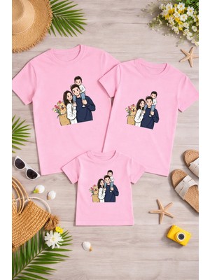 Lorvex Anne Baba Çocuk Kombin Tişört Pamuklu Oversize Aile Kombini T-Shirt (Ürünler Tekli Satılmaktadır)