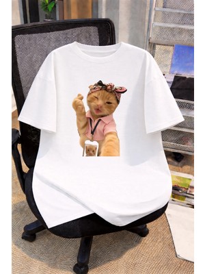 Lorvex Oversize Çocuk Genç Tişört %100 Pamuk Baskılı Rahat Kalıp Günlük Şık T-Shirt