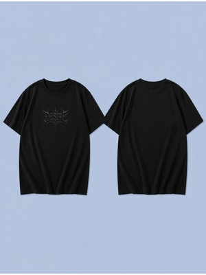 Lorvex Desire Pattern Baskılı %100 Pamuk Oversize Unisex Tişört Rahat Kesim T-Shirt