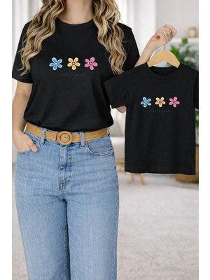 Lorvex Tişört Anne Kız Çocuk Kombin Oversize – Anne & Çocuk Twin Baskılı T-Shirt