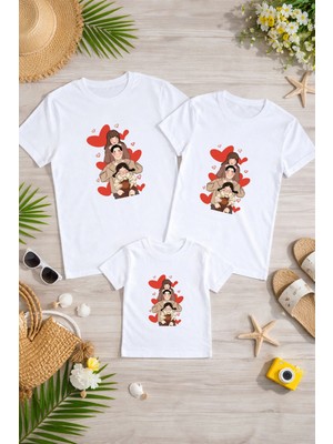 Lorvex Anne Baba Çocuk Kombin Tişört Pamuklu Oversize Aile Kombini T-Shirt (Ürünler Tekli Satılmaktadır)