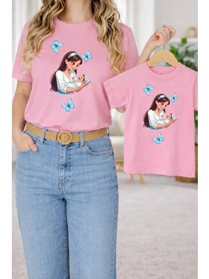 Lorvex Anne Kız Kombin Oversize Tişört Twin T-Shirt %100 Pamuk Rahat Kalıp