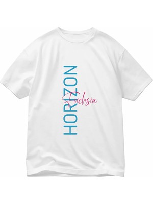 Lorvex Oversize T-Shirt Unısex Rahat Kalıp Horızon Baskılı Tişört