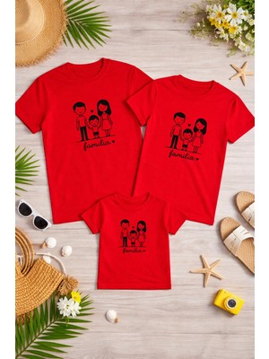 Lorvex Aile Kombin Oversize T-Shirt Anne Baba Çocuk %100 Pamuk Baskılı Rahat Kalıp (3 Adet Ayrı Sipariş Verilmelidir-Tekli Satılmaktadır)
