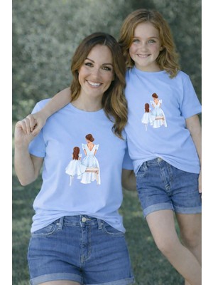 Lorvex Tişört Anne Kız Çocuk Kombin Oversize – Anne & Çocuk Twin T-Shirt Prensesler Baskılı