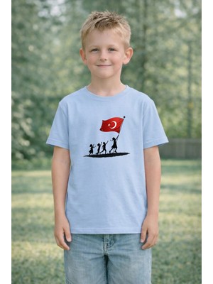 Lorvex Çocuk T-Shirt 23 Nisan Egemenlik ve Çocuk Bayramı Tişört Unisex %100 Pamuk Baskılı Rahat Kalıp