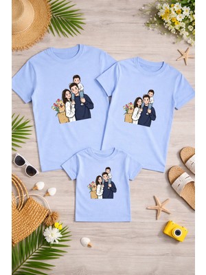 Lorvex Anne Baba Çocuk Kombin Tişört Pamuklu Oversize Aile Kombini T-Shirt (Ürünler Tekli Satılmaktadır)