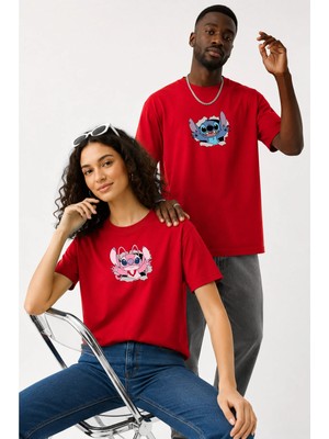 Lorvex Çift Kombin Erkek-Kadın Oversize T-Shirt %100 Pamuk Baskılı Rahat Kalıp Sevgili Tişörtü 2'li