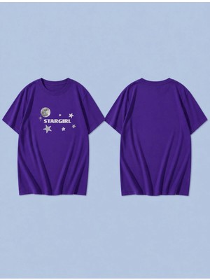 Lorvex Star Girll Baskılı %100 Pamuk Oversize Unisex Tişört Rahat Kesim T-Shirt