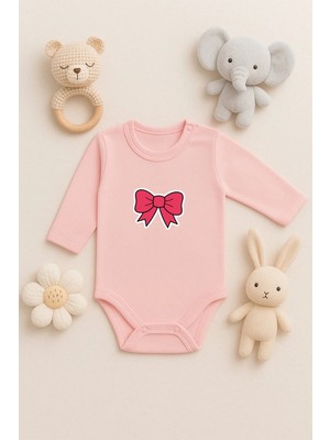 Lorvex Bebek Zıbın (Çıtçıtlı) Unısex Sevimli Body %100 Pamuk Şeker Kurdele Baskılı