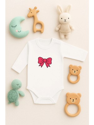 Lorvex Bebek Zıbın (Çıtçıtlı) Unısex Sevimli Body %100 Pamuk Şeker Kurdele Baskılı