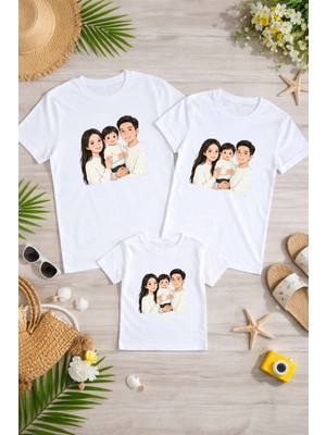 Lorvex Anne Baba Çocuk Kombin Tişört Pamuklu Oversize Aile Kombini T-Shirt (Ürünler Tekli Satılmaktadır)