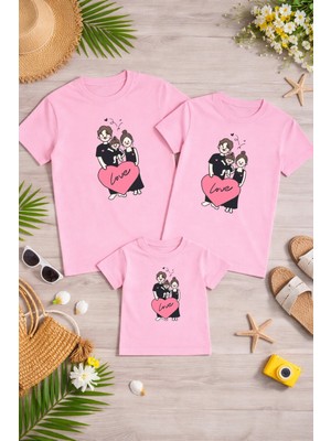 Lorvex Aile Kombin Oversize T-Shirt Anne Baba Çocuk %100 Pamuk Baskılı Rahat Kalıp (3 Adet Ayrı Sipariş Verilmelidir-Tekli Satılmaktadır)