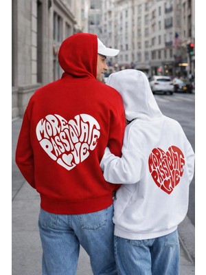 Lorvex Kapüşonlu Sweatshirt Çift Kombini 14 Şubat Sevgililer Günü (Valentine’s Day) Kalp Baskılı 2'li