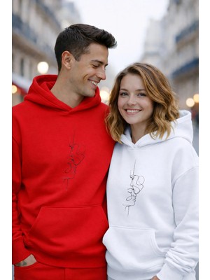 Lorvex Hoodie Çift Kombini 14 Şubat Sevgililer Günü (Valentine’s Day) Tek Sen Baskılı 2'li