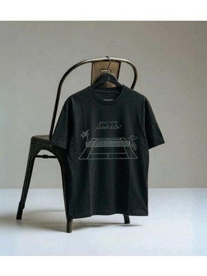 Lorvex Tenis Dijital Baskılı Unisex Oversize Kalıp Yetişkin Tişört Pamuklu Uzun Ömürlü T-Shirt
