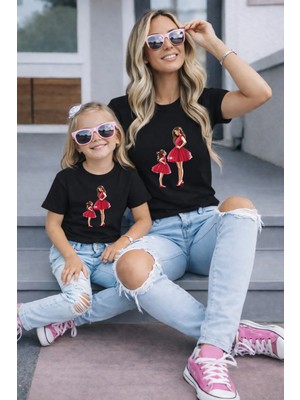Lorvex Anne Kız Kombin Oversize Tişört Twin T-Shirt %100 Pamuk Rahat Kalıp