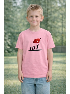 Lorvex Çocuk T-Shirt 23 Nisan Egemenlik ve Çocuk Bayramı Tişört Unisex %100 Pamuk Baskılı Rahat Kalıp