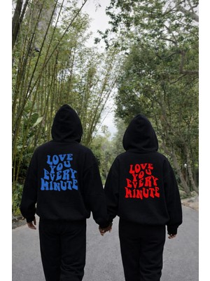 Lorvex 14 Şubat Sevgililer Günü Sweatshirt Çift Kombini (Valentine’s Day) Every Mınute Baskılı 2'li
