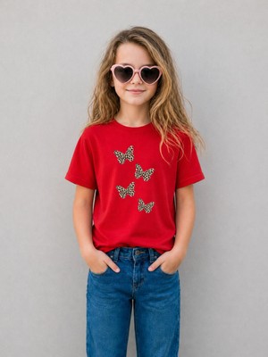 Lorvex Kız Çocuk Tişört %100 Pamuklu Baskılı Rahat Kalıp Yazlık T-Shirt