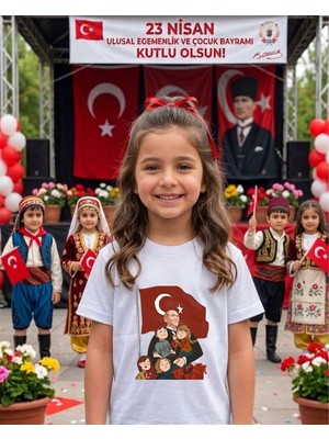 Lorvex 23 Nisan Tema Baskılı Pamuklu Unisex Çocuk-Yetişkin Tshirt Tişört