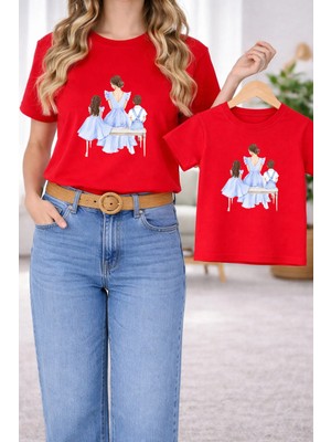 Lorvex Anne Kız Kombin Oversize Tişört Twin T-Shirt %100 Pamuk Rahat Kalıp