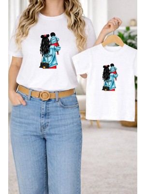 Lorvex Tişört Anne Kız Çocuk Kombin Oversize – Anne & Çocuk Twin T-Shirt Mom-Baby Baskı