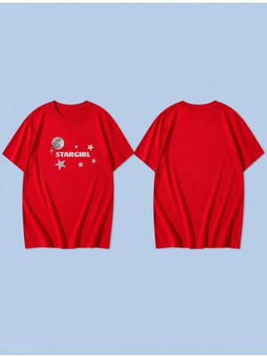 Lorvex Star Girll Baskılı %100 Pamuk Oversize Unisex Tişört Rahat Kesim T-Shirt