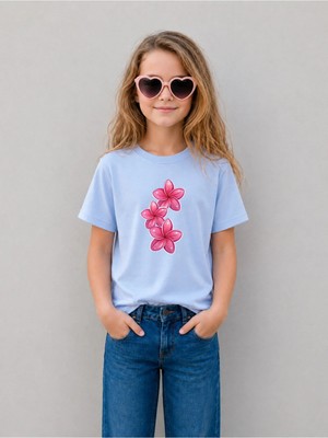 Lorvex Kız Çocuk Tişört %100 Pamuklu Baskılı Rahat Kalıp Yazlık T-Shirt