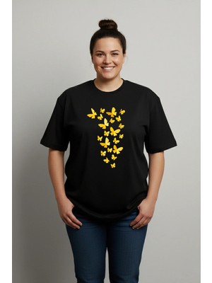 Lorvex Büyük Beden T-Shirt Oversize Pamuklu Rahat Kalıp Baskılı Unisex Tişört