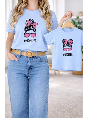 Lorvex Anne & Çocuk Tişört Oversize – T-Shirt Anne Kız Çocuk Twin Kombin Mom Lıfe Baskılı