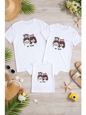Lorvex Aile Kombin Oversize T-Shirt Anne Baba Çocuk %100 Pamuk Baskılı Rahat Kalıp (3 Adet Ayrı Sipariş Verilmelidir-Tekli Satılmaktadır)