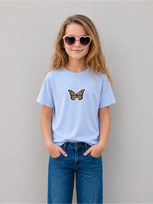 Lorvex Kız Çocuk Tişört %100 Pamuklu Baskılı Rahat Kalıp Yazlık T-Shirt