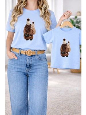 Lorvex Tişört Anne Unısex Çocuk Kombin Oversize – Anne & Çocuk Twin Baskılı T-Shirt