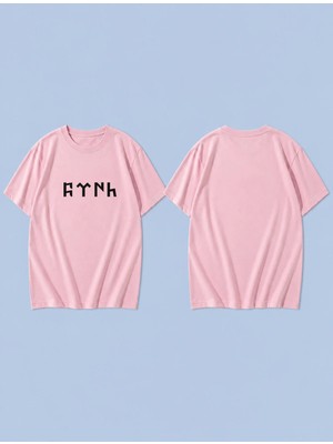 Lorvex Göktürkçe Türk Baskılı %100 Pamuk Oversize Unisex Tişört Rahat Kesim T-Shirt