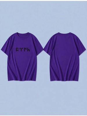 Lorvex Göktürkçe Türk Baskılı %100 Pamuk Oversize Unisex Tişört Rahat Kesim T-Shirt