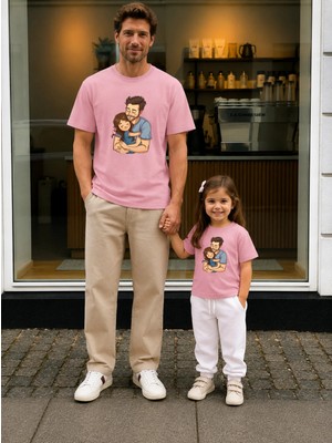 Lorvex Babalar Günü Baba Kız Kombin Tişört Oversize %100 Pamuk Baskılı T-Shirt (Kombin Için 2 Adet Sipariş Verilmelidir)