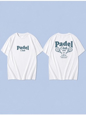 Lorvex Padel Club Tennıs Baskılı %100 Pamuk Oversize Unisex Tişört Rahat Kesim T-Shirt